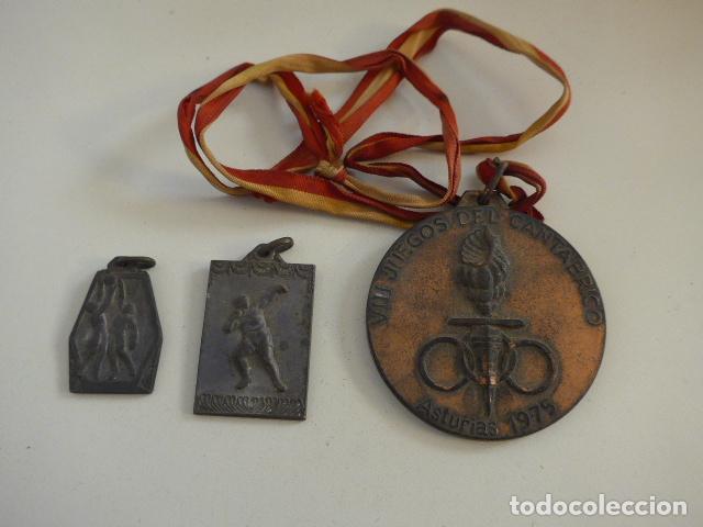 Collectionnisme sportif: Lote de 3 antigua medalla de deporte, de a&ntilde;os 50 a 70. Variedad.
