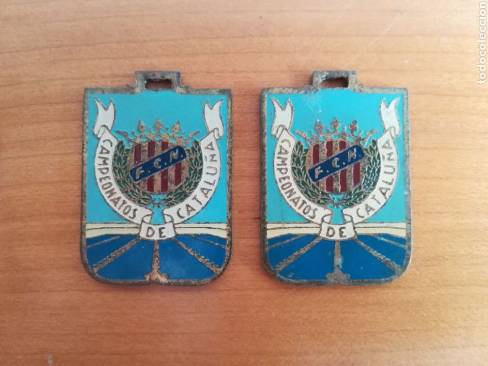 Coleccionismo deportivo: 2 Medallas Campeonatos de Catalu&ntilde;a FCN A&ntilde;os 1946 1947 Campe&oacute;n Waterpolo Federaci&oacute;n Catalana Nataci&oacute;n