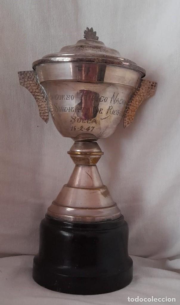 Coleccionismo deportivo: COPA TROFEO DE CONCURSO H&Iacute;PICO NACIONAL, SINDICATO DE RIEGOS, SUECA 1947