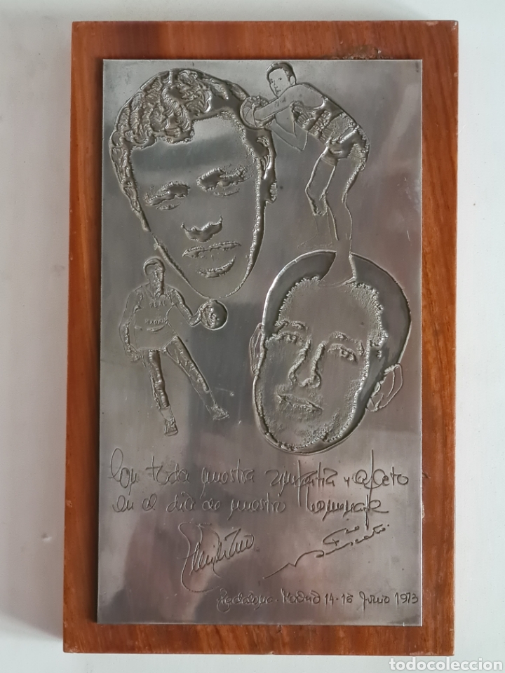 Sammelleidenschaft Sport: Placa Conmemorativa Homenaje Nino Buscat&oacute; Emiliano Baloncesto Joventut Real Madrid Firmas 1973