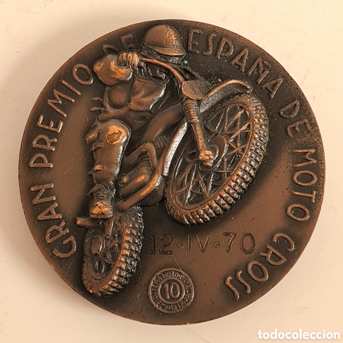 Coleccionismo deportivo: Medalla Gran Premio Espa&ntilde;a Moto Cross 1970 Pe&ntilde;a Motorista 10 por Hora Mancomunitat Sabadell Tarrasa