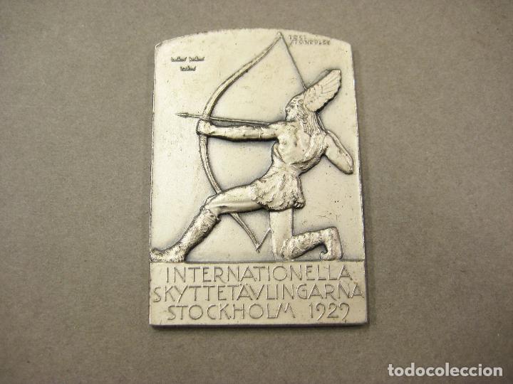 Coleccionismo deportivo: MEDALLA DE PLATA DEL FESTIVAL INTERNACIONAL DE TIRO. INTERNATIONELLA SKYTTET&Auml;VLINGAR STOCKHOLM 1929