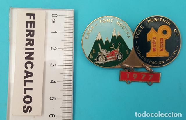Sports collectibles: MEDALLA CONCENTRACI&Oacute;N INVERNAL MOTOCICLISTA BAGA FONT NOSTRA POLE POSITION MC 1977, INSIGNIA PIN