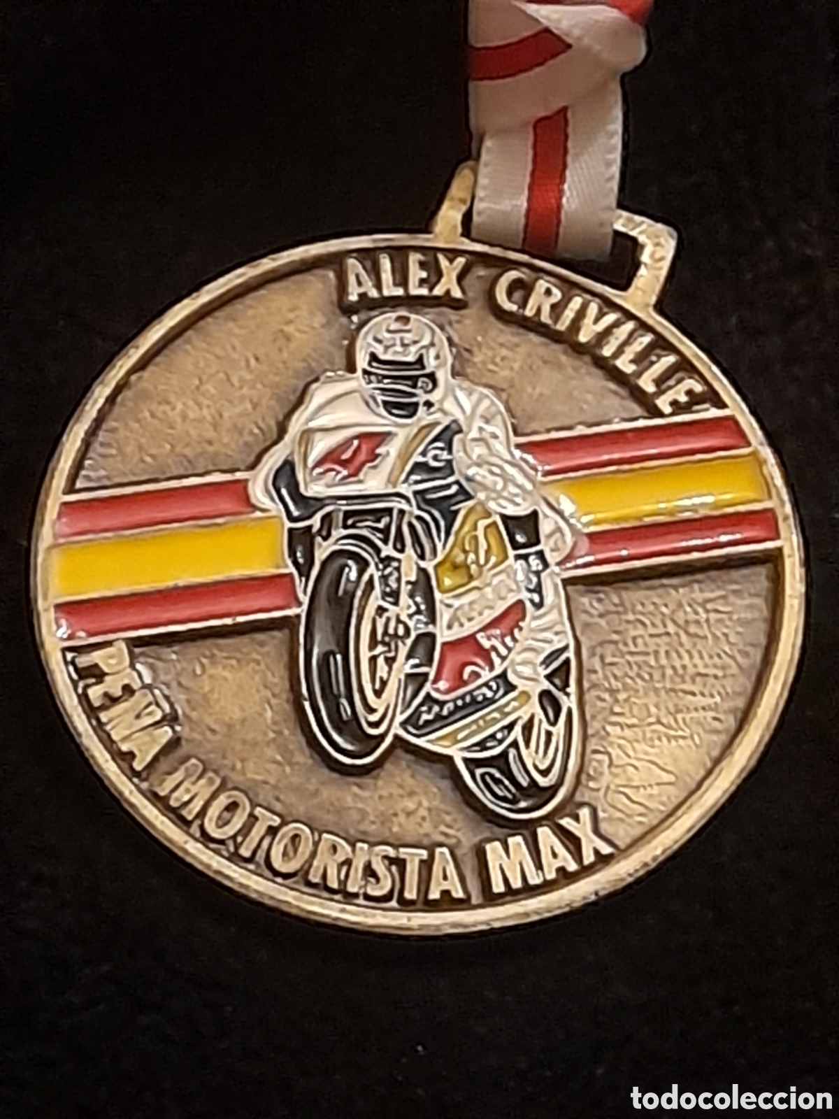 Coleccionismo deportivo: Antigua medalla, Pe&ntilde;a Motorista Max, Alex Criville, Mide 60 mm de di&aacute;metro