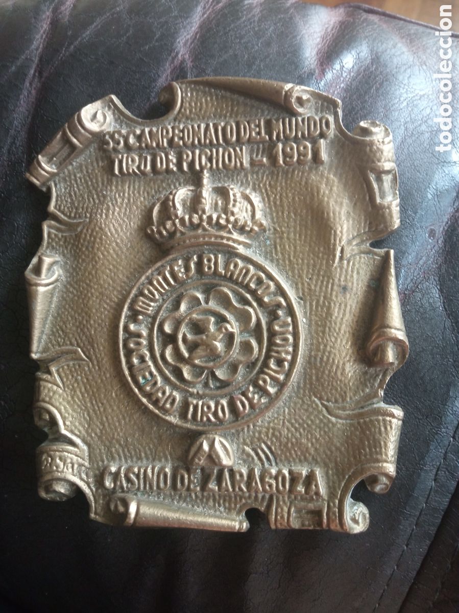Colecionismo desportivo: Placa medalla, Campeonato del mundo de Tiro de Pich&oacute;n 1991, mide 11x9 cm