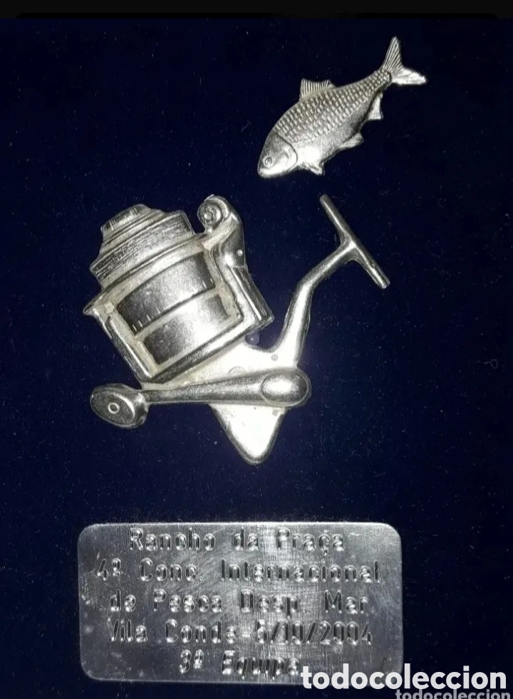 Coleccionismo deportivo: Trofeo de pesca placa plata - Foto 1