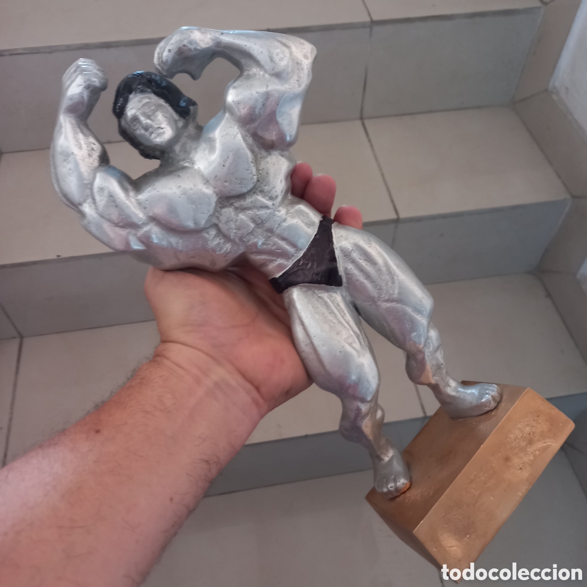 Sammelleidenschaft Sport: figura antigua metal pesada fisiculturista actor arnold schwarzenegger 33cm NO COMUN FISICULTURISMO