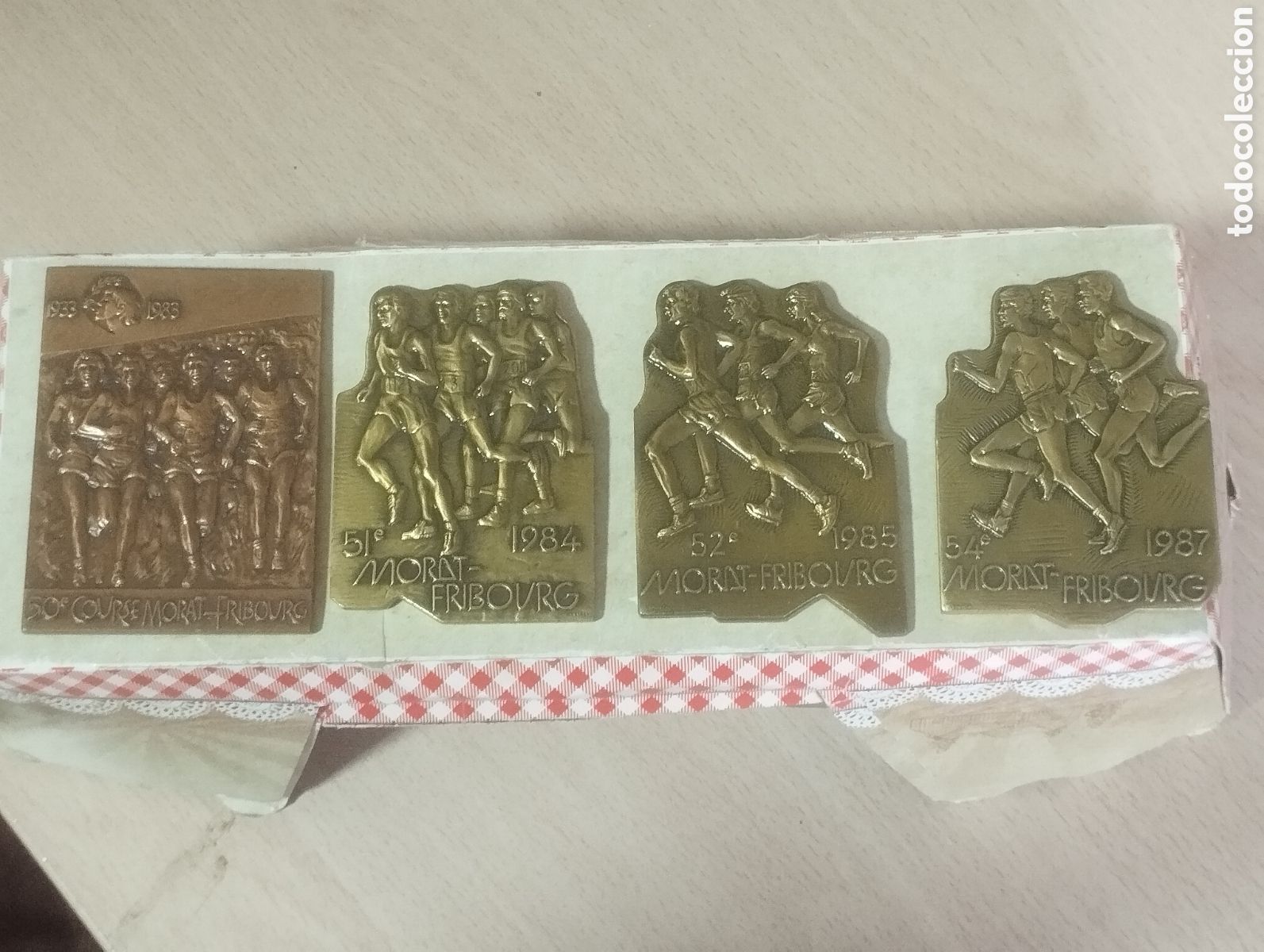 Sammelleidenschaft Sport: MEDALLAS CARRERA MORAT-FRIBURGO-SUIZA ANIVERSARIO 50-51-52-54