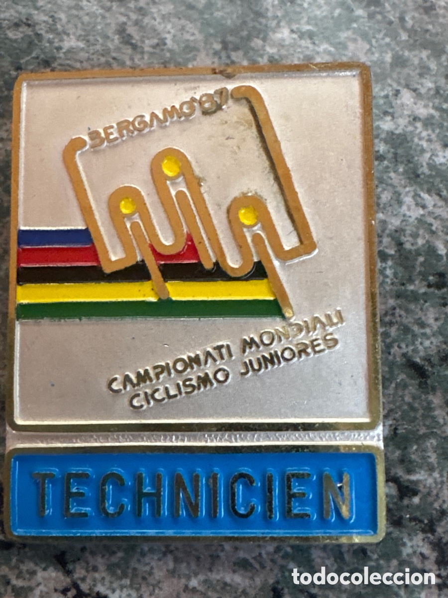 Coleccionismo deportivo: medalla con aguja - BICICLETA -CAMPIONATI MONDIALI CICLISMO BERGAMO 1987 - TECHINICIEN