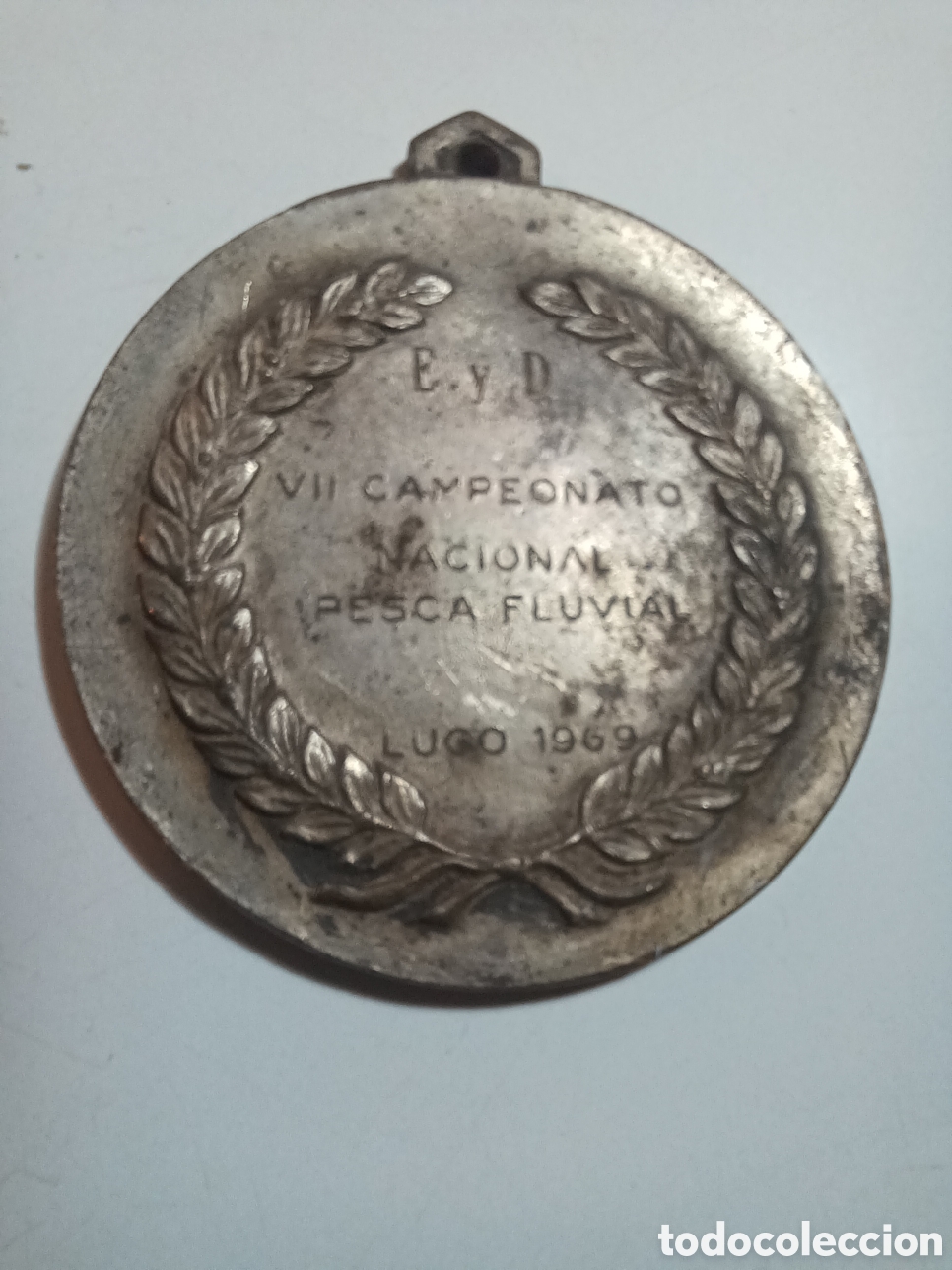 Coleccionismo deportivo: Medalla conmemorativa SEPTIMO CAMPEONATO NACIONAL PESCA FLUVIAL Lugo 1969