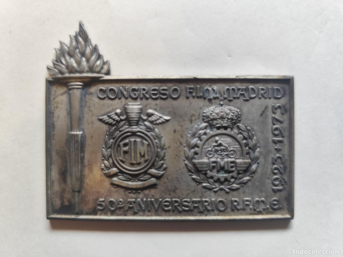 Colecionismo desportivo: PLACA 50 ANIVERSARIO R.F.M.E. FEDERACION INTERNACIONAL MOTOCICLISMO CONGRESO FIM MADRID 1923 - 1973
