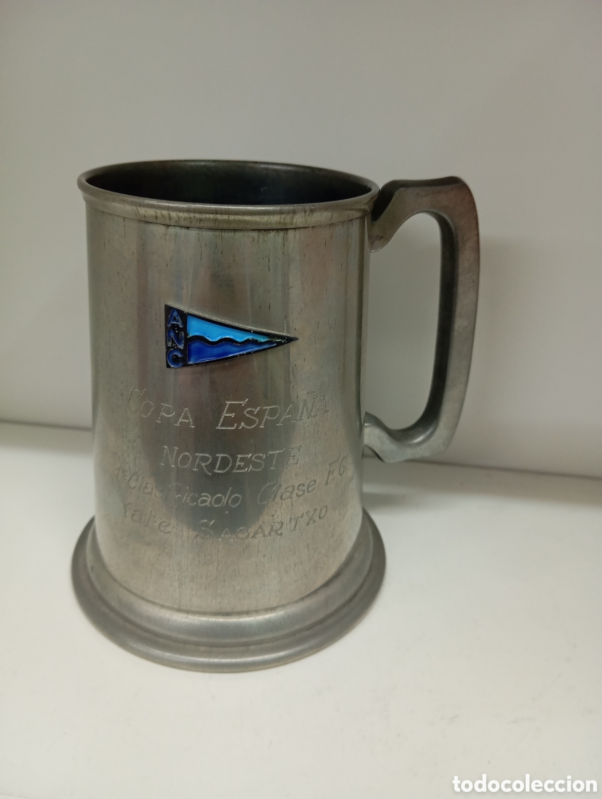 Collezionismo sportivo: JARRA TROFEO PELTRE COPA ESPA&Ntilde;A VELA YATE SAGARTXO INSIGNIA NAUTICA CALELLA CASTELLON