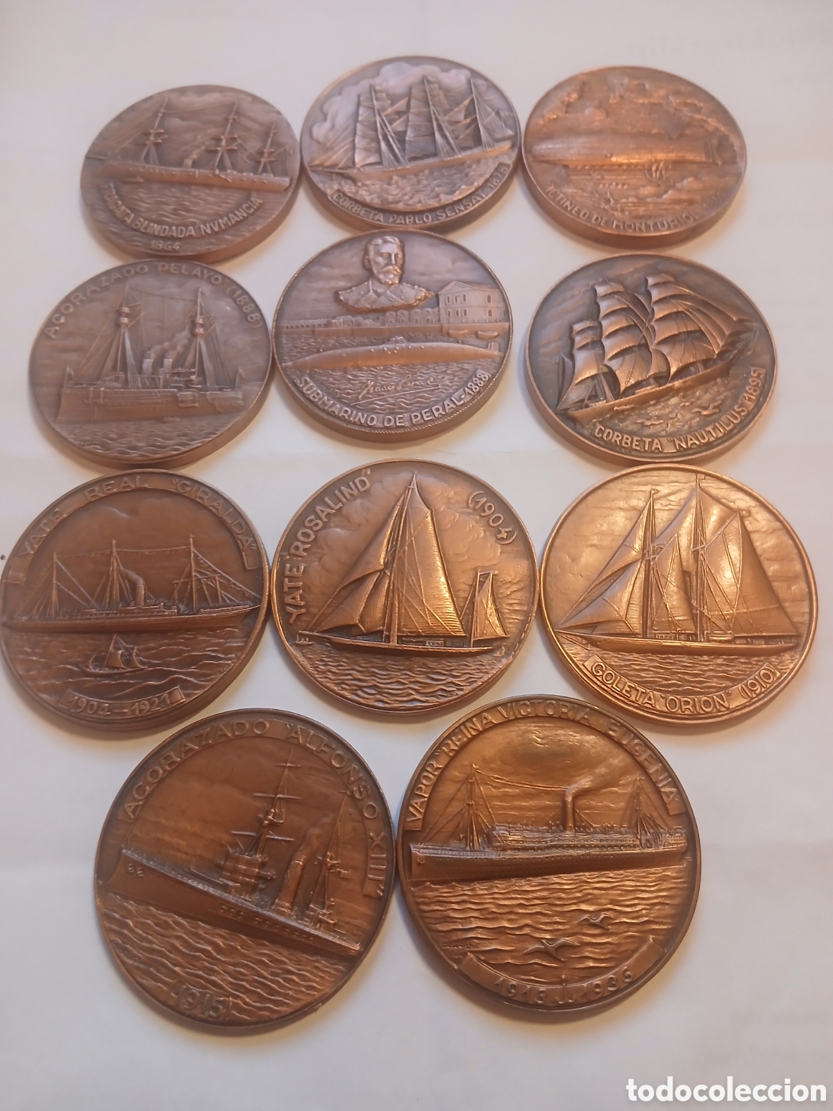 Coleccionismo deportivo: Colecci&oacute;n completa de 11 medallas oficiales del Sal&oacute;n N&aacute;utico Internacional de Barcelona.A&ntilde;os: 1