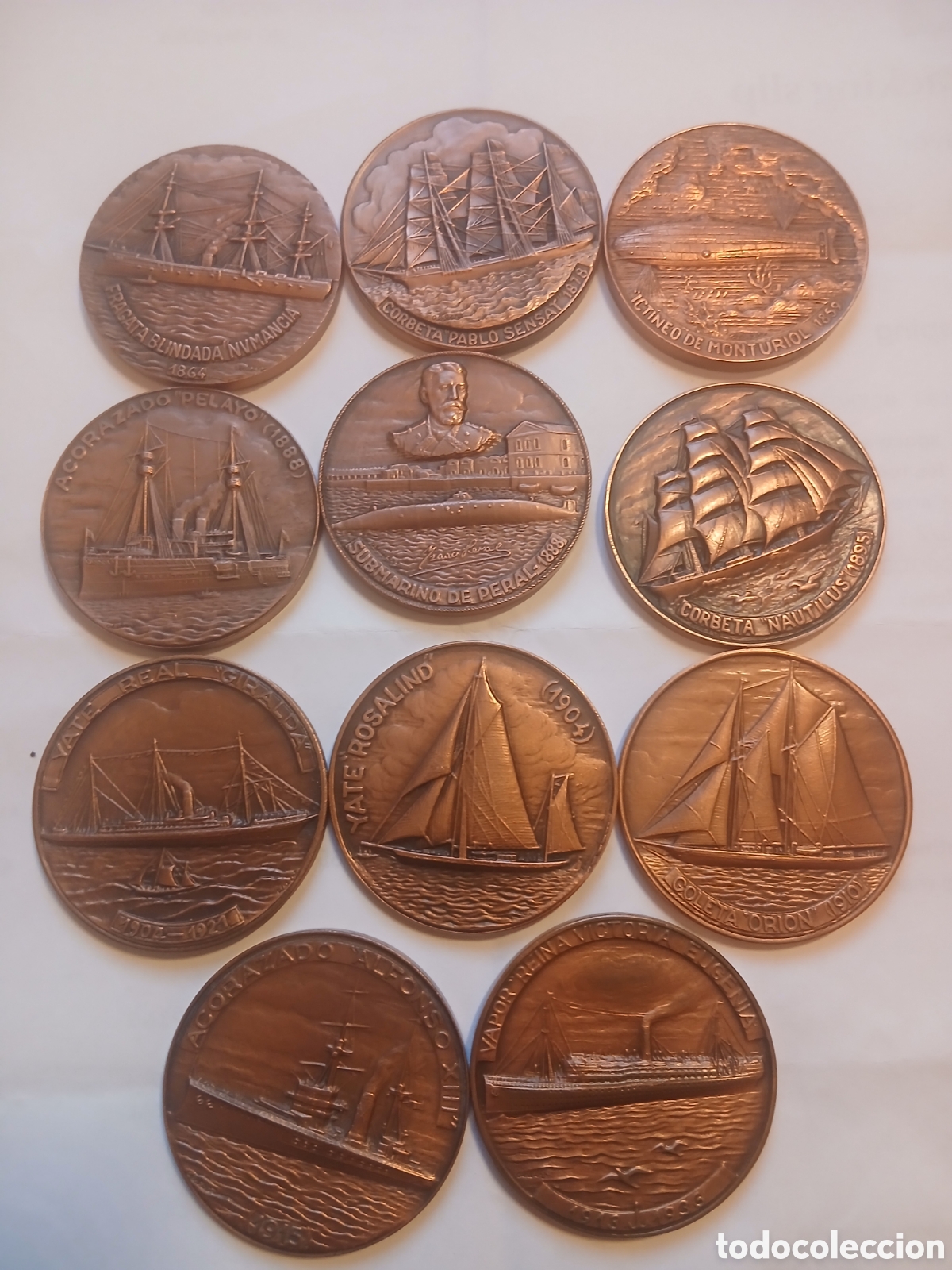 Coleccionismo deportivo: Colecci&oacute;n completa de 11 medallas oficiales del Sal&oacute;n N&aacute;utico Internacional de Barcelona.A&ntilde;os:1982-1