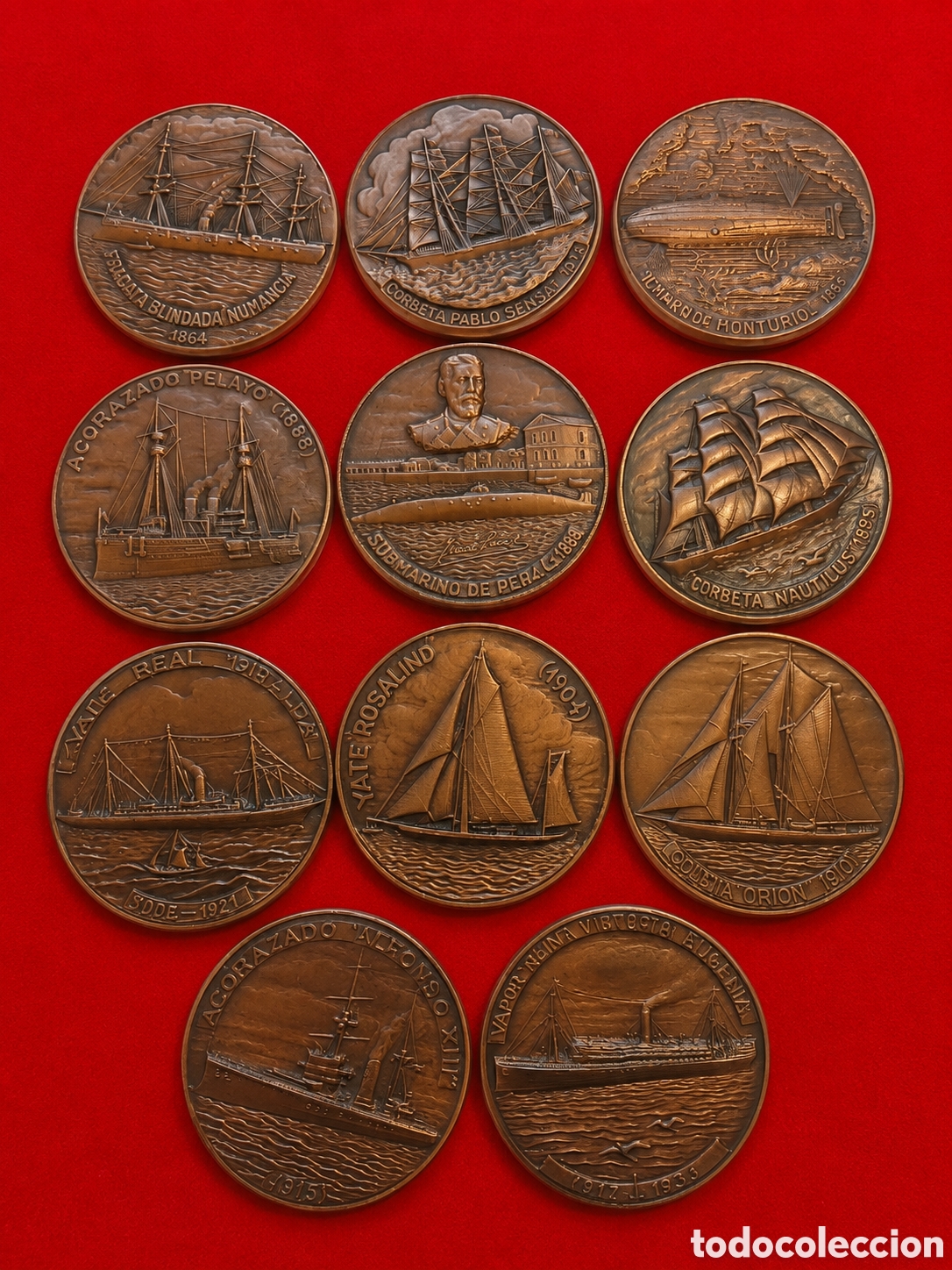 Colecionismo desportivo: Colecci&oacute;n completa de 11 medallas oficiales del Sal&oacute;n N&aacute;utico Internacional de Barcelona.