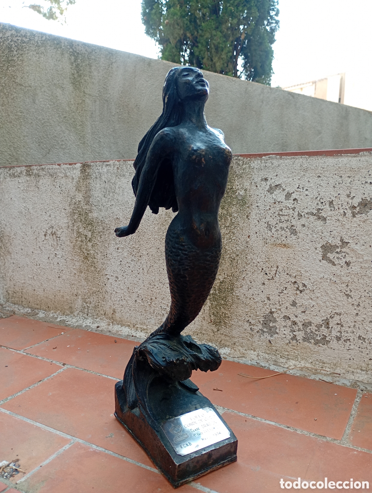 Coleccionismo deportivo: Trofeo primera edici&oacute;n Conde God&oacute; Vela, Real Club N&aacute;utico Barcelona, Drag&oacute;n. Presumido, 1974. Sirena
