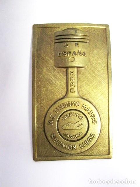 Coleccionismo deportivo: Placa de medalla conmemorativa de lat&oacute;n - Motociclismo G.P. Espa&ntilde;a M.C. Turismo Madrid &ndash; R.M.C.E.