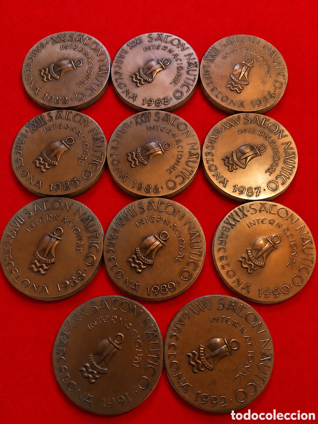 Coleccionismo deportivo: Colecci&oacute;n completa de 11 medallas oficiales del Sal&oacute;n N&aacute;utico Internacional de Barcelona.A&ntilde;os:1982-1