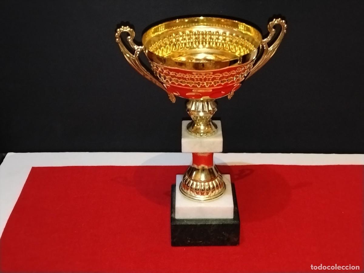 Colecionismo desportivo: COPA DE TROFEO DEPORTIVO COLOR PLATA CON Y DORADOS Y BASE DE MARMOL