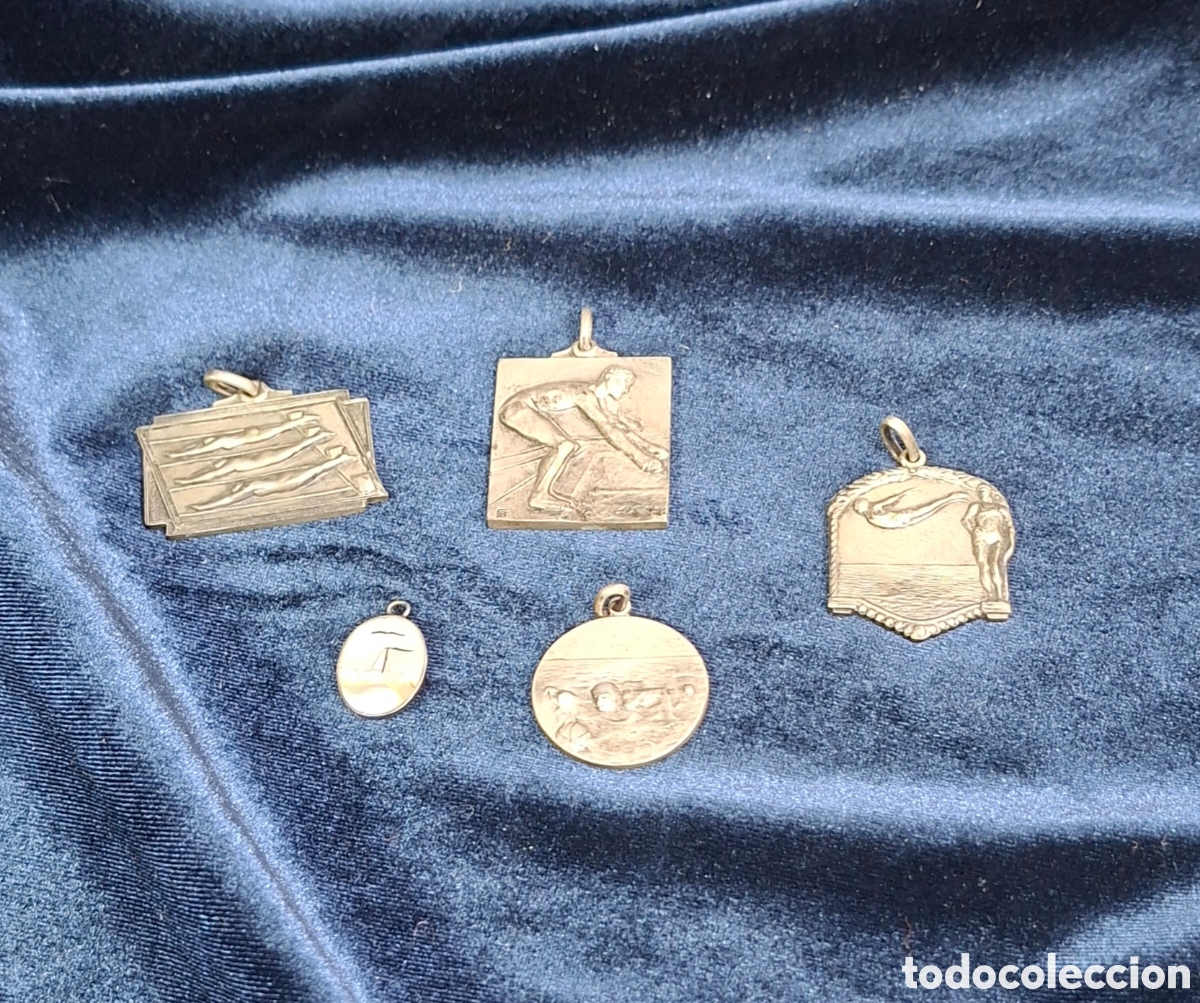 Colecionismo desportivo: Lote de 5 medallas antiguas de metal