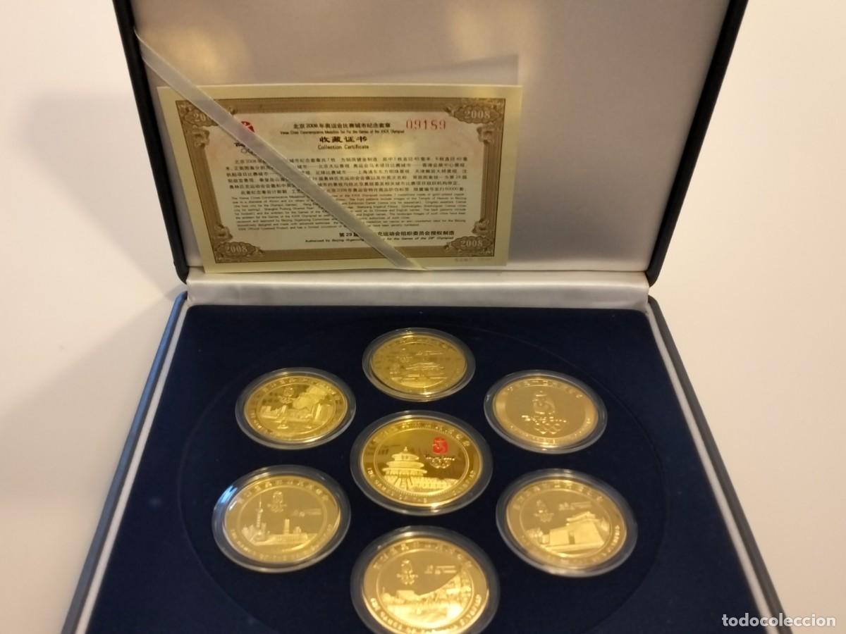 Sammelleidenschaft Sport: OLIMPIADAS BEIJING 2008. Estuche monedas ba&ntilde;adas en oro,commemorativo. Perfectas