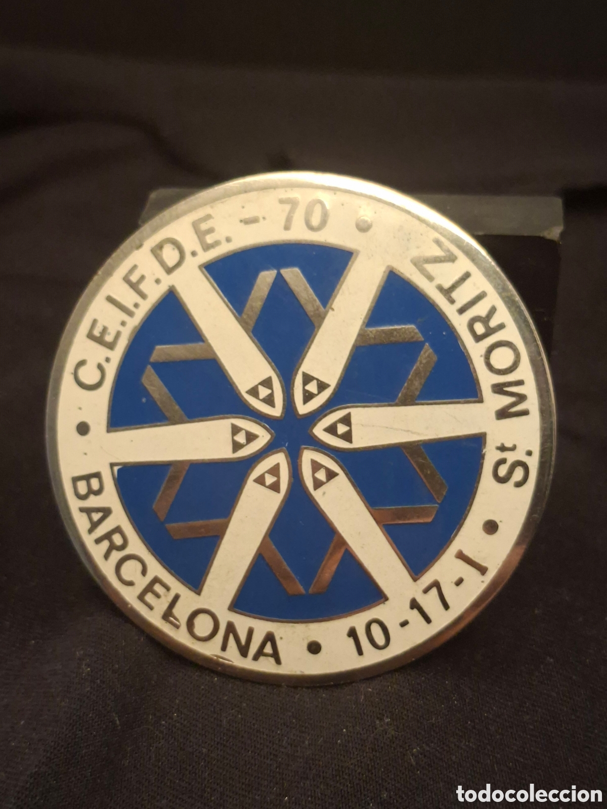 Sammelleidenschaft Sport: Placa esmaltada de esqu&iacute;. C.E.I.F.D.E. 1970. Moritz. Barcelona. MTC5
