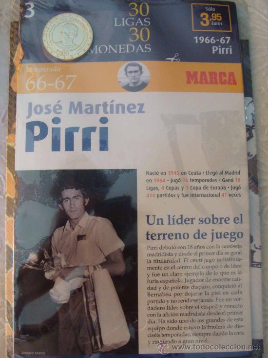 Sammelleidenschaft Sport: MONEDA DEL REAL MADRID. 3.- LIGA 1966 1967. MART&Iacute;NEZ PIRRI. 30 LIGAS 30 MONEDAS. 2007. MARCA.