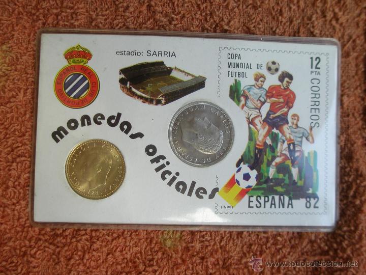 Coleccionismo deportivo: Monedas Oficiales Mundial - Espa&ntilde;a 1982 . Real Club Deportivo Espa&ntilde;ol , en su blister - (Ver Foto A)