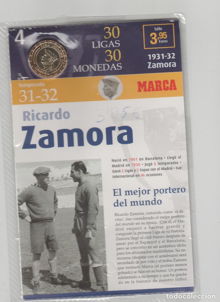 Coleccionismo deportivo: MONEDA DEL REAL MADRID-4-LIGA 1931-32-RICARDO ZAMORA-30 LIGAS-30 MONEDAS-MARCA