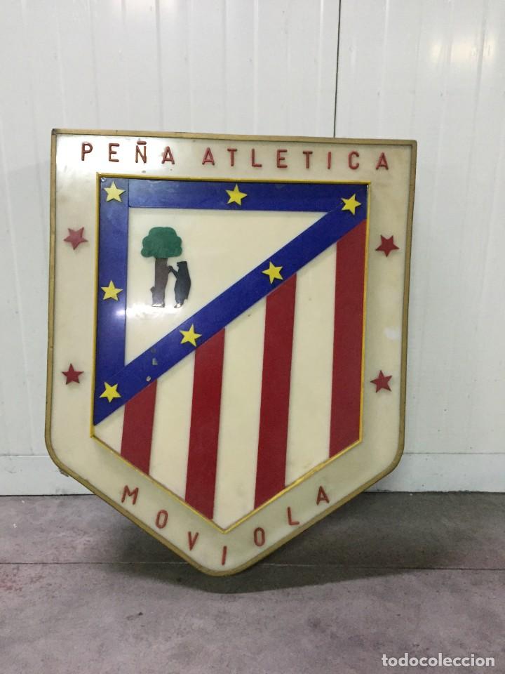 Collectionnisme sportif: INCREIBLE Y GRAN CARTEL ESCUDO ATLETICO MADRID PE&Ntilde;A ATLETICA LA MOVIOLA