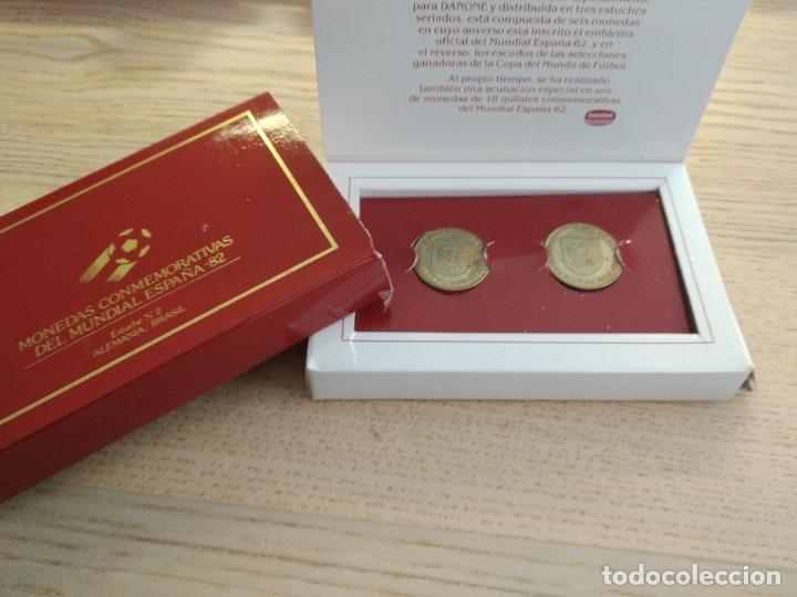 Coleccionismo deportivo: Monedas conmemorativas del mundial Espa&ntilde;a 82. Danone. Estuche n2 Alemania Brasil