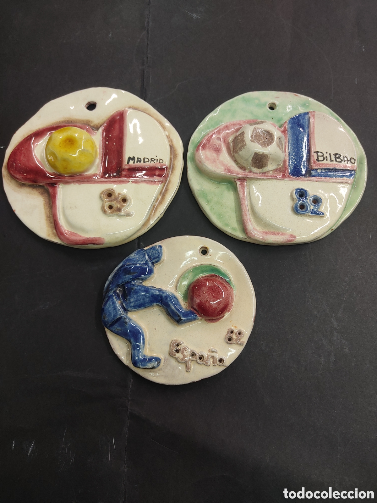 Sammelleidenschaft Sport: SERIE MUNDIAL FUTBOL ESPA&Ntilde;A 82 MEDALLON CERAMICA FIRMADA BEGO&Ntilde;A PECI&Ntilde;A PA/500 ESCUELA VASCA BROUARD