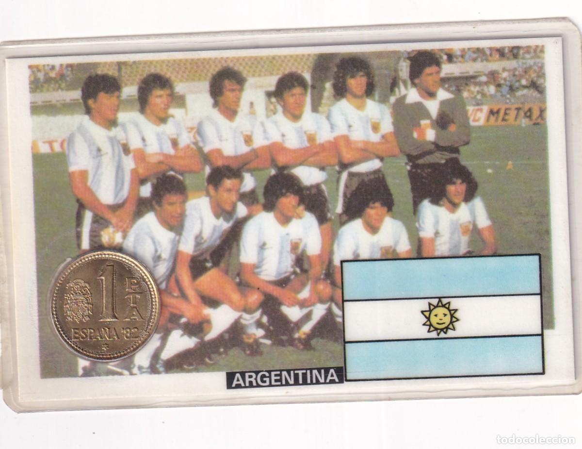 Collectionnisme sportif: MONEDA OFICIAL CONMEMORATIVA MUNDIAL F&Uacute;TBOL ESPA&Ntilde;A 82 EQUIPO ARGENTINA