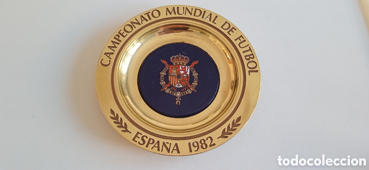 Coleccionismo deportivo: Plato para colgar de bronce conmemorativo campeonato mundial de f&uacute;tbol Espa&ntilde;a 1982