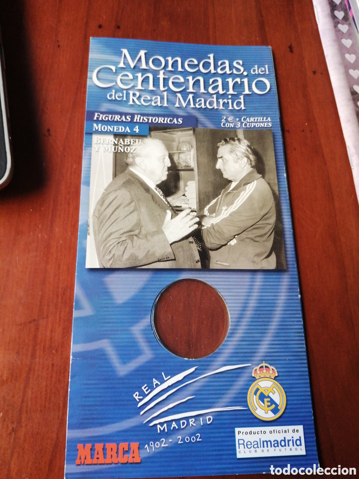 Coleccionismo deportivo: MONEDA DEL CENTENARIO DEL REAL MADRID N &ordm; 4 ( SIN MONEDA) SOLO FICHA