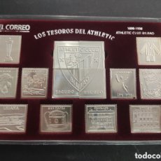 Coleccionismo deportivo: 14 SELLOS DE PLATA LOS TESOROS DEL ATHLETIC DE BILBAO EDICIÓN CENTENARIO 1898 - 1998 PAIS VASCO