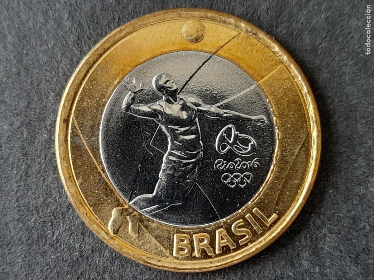 Coleccionismo deportivo: Moneda Brasil 1 Real 2015 KM 709 SC XXXI Juegos Ol&iacute;mpicos de verano, R&iacute;o de Janeiro 2016 - Voleibol