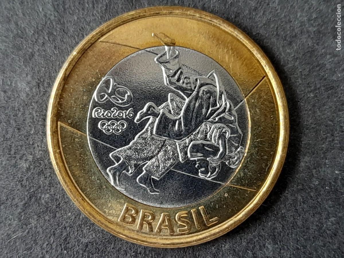 Coleccionismo deportivo: Moneda Brasil 1 Real 2015 KM711 SC XXXI Juegos ol&iacute;mpicos de verano, R&iacute;o de Janeiro 2016 - Judo