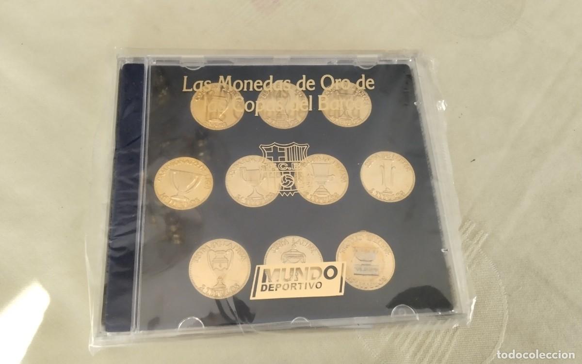 Colecionismo desportivo: F.C. BARCELONA , ESTUCHE CON LAS 10 MONEDAS COLECCION&rdquo;LAS MONEDAS DE ORO DE LAS COPAS DEL BAR&Ccedil;A&rdquo;,