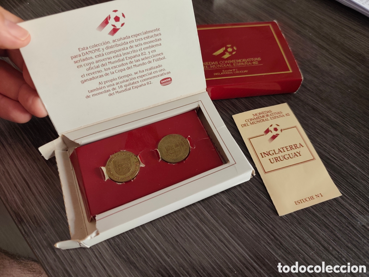 Collectionnisme sportif: Monedas Conmemorativas del Mundial Espa&ntilde;a 82 estuche 1 Inglaterra Uruguay