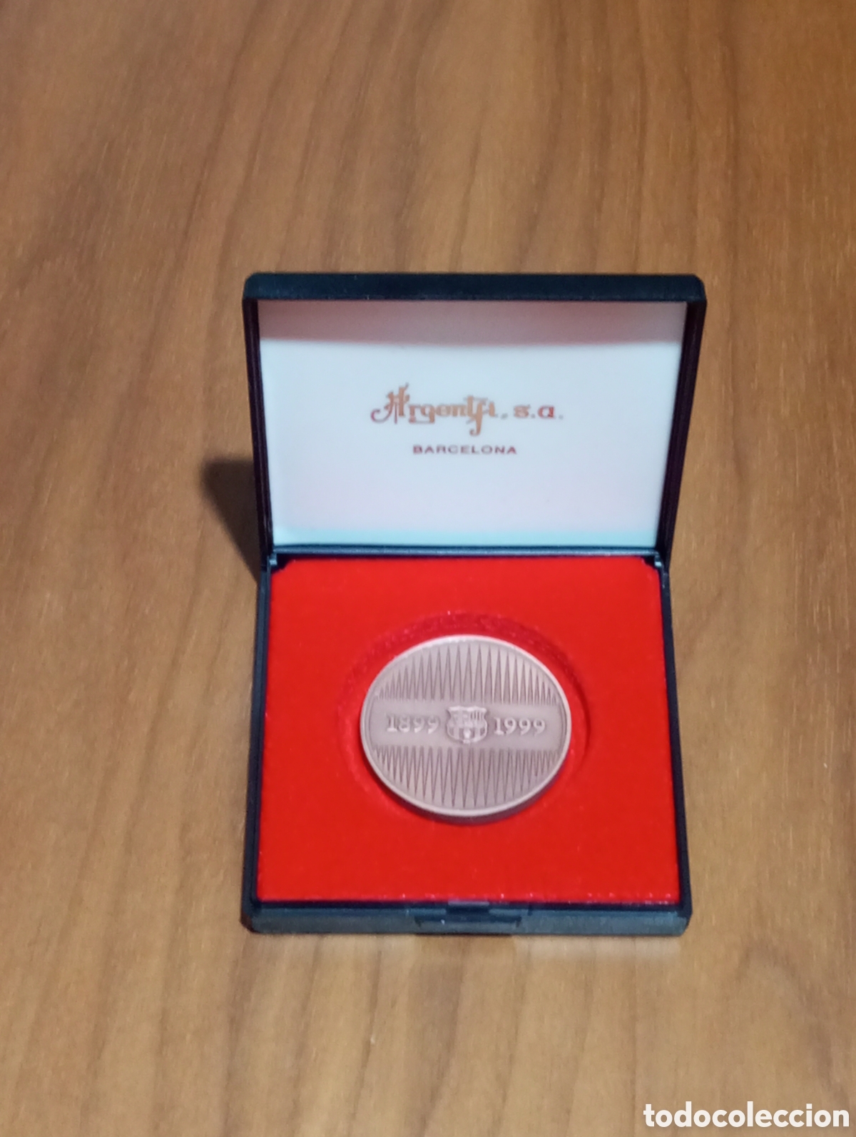 Coleccionismo deportivo: Medalla Moneda de cobre centenario FC Barcelona 1899-1999 con su caja original