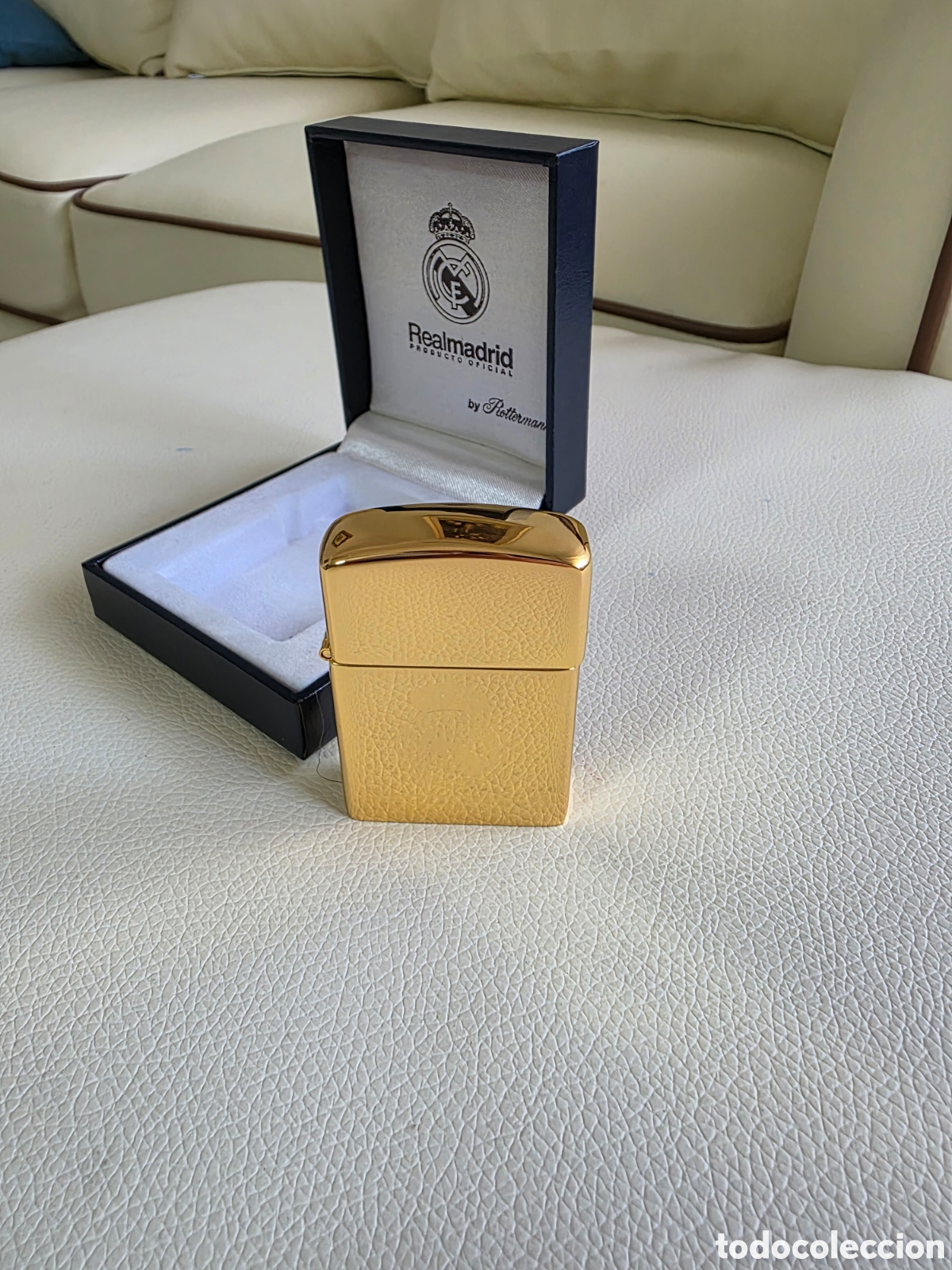 Collectionnisme sportif: Encendedor oficial Real Madrid Rottermann chapado oro 24k