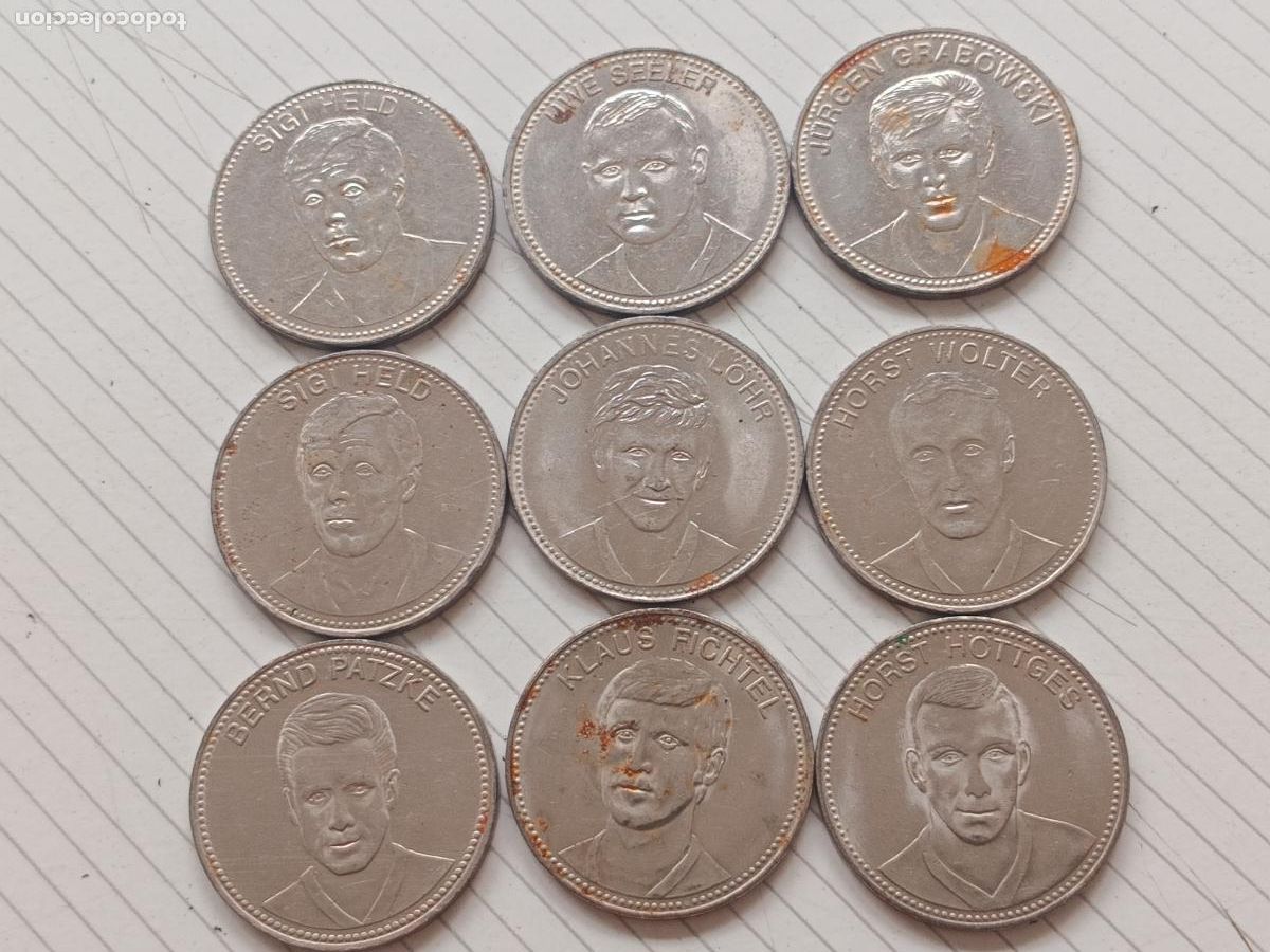 Sammelleidenschaft Sport: Shell. 9 tokens, medallas, fichas. F&uacute;tbol. Alemania. M&eacute;xico 70