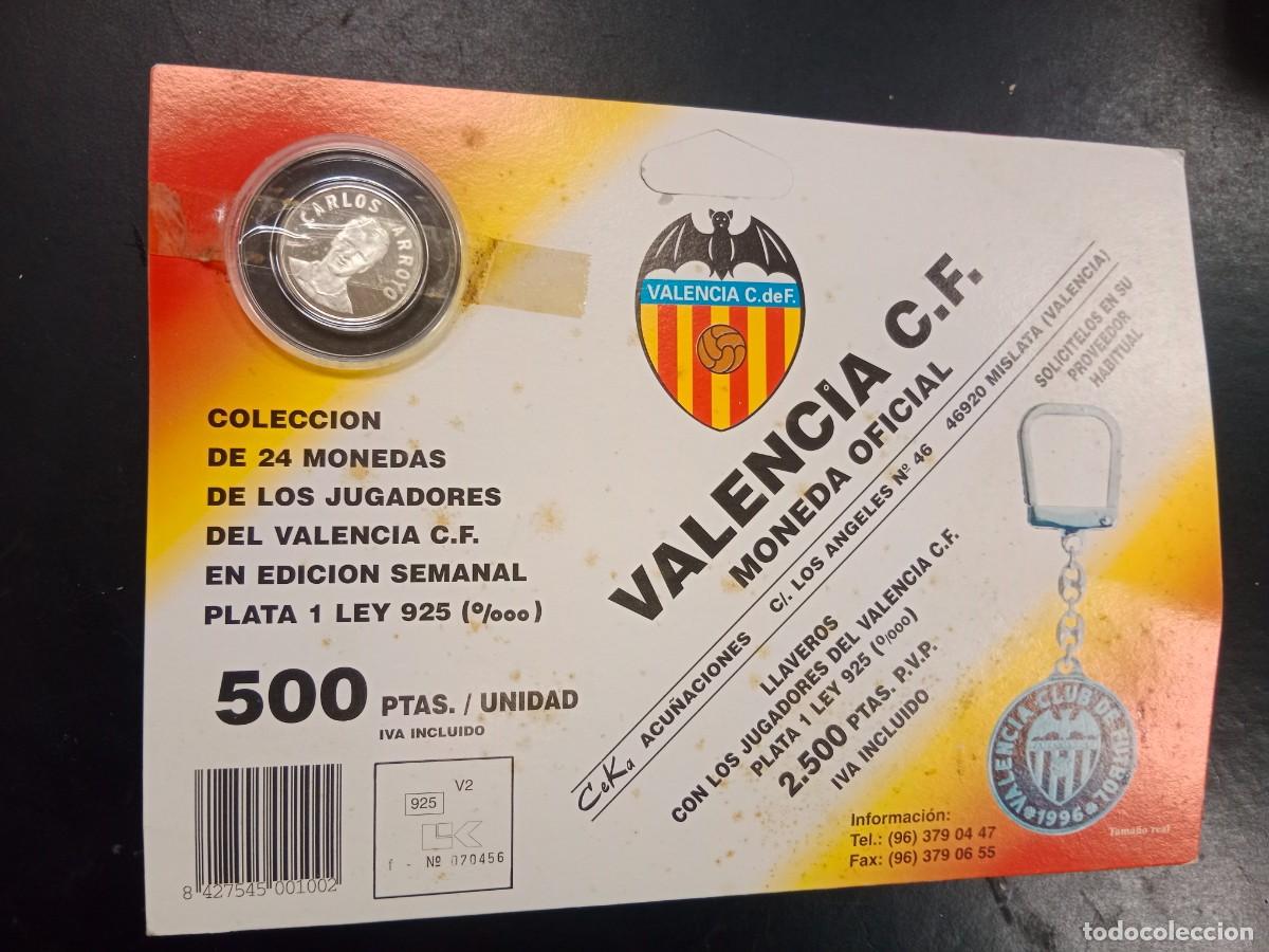 Coleccionismo deportivo: MONEDA MEDALLA EN PLATA DE LEY BLISTER ORIGINAL CK COLECCION JUGADORES VALENCIA CF CARLOS ARROYO