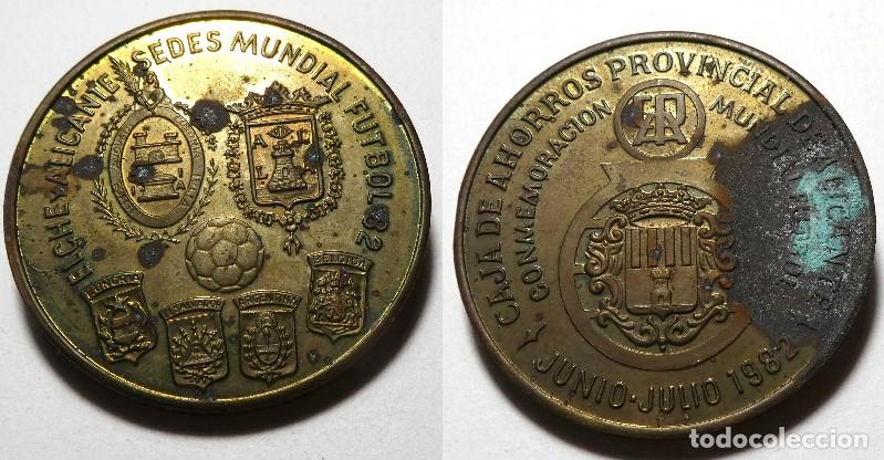 Sammelleidenschaft Sport: MEDALLA ELCHE Y ALICANTE SEDES DEL MUNDIAL 82. COBRE 40mm 31gr