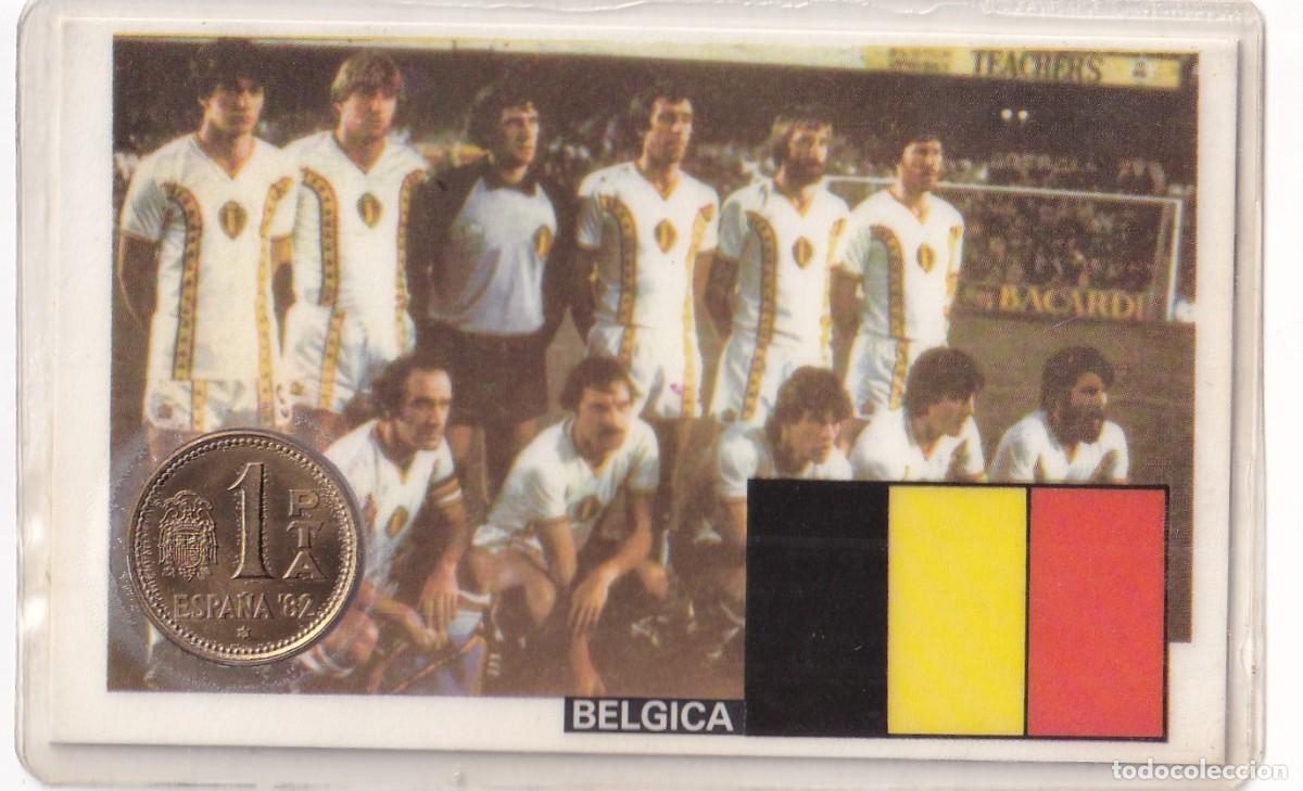 Colecionismo desportivo: Moneda oficial conmemorativa mundial f&uacute;tbol Espa&ntilde;a 82 equipo B&eacute;lgica