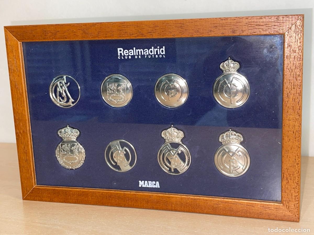 Sammelleidenschaft Sport: REAL MADRID cuadro Los Escudos del Real Madrid Producto Oficial del original al actual diario Marca