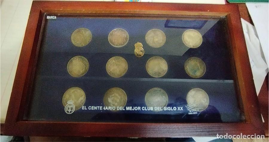 Collectionnisme sportif: ESTUCHE CON LAS 12 MEDALLAS MONEDAS CENTENARIO DEL REAL MADRID PLATEADAS REGALO PIN DORADO REAL MADR