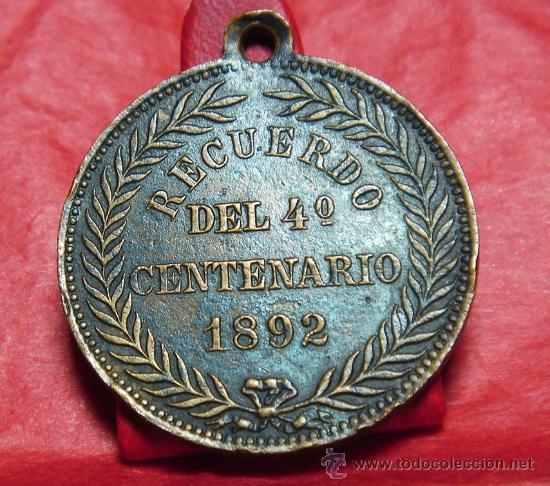 Medallas hist&oacute;ricas: Medalla rdo.del 4&ordm; centenario,1892 - Foto 2