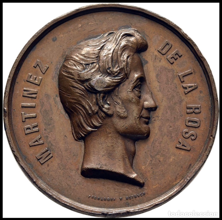 MEDALLA ISABEL II (1833-1843) MARTINEZ DE LA ROSA POETA MUERTE 1862 MUY RARA (Numismática - Medallería - Histórica)